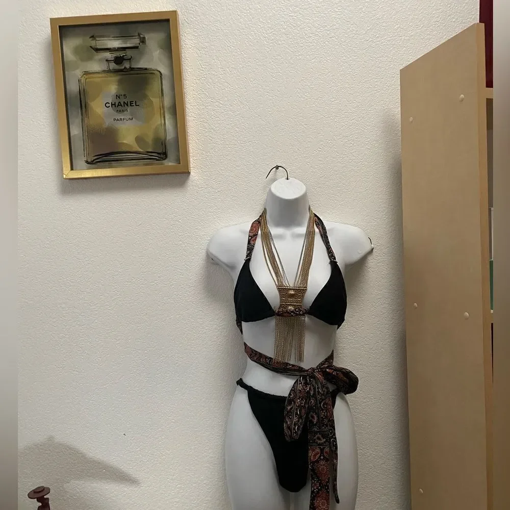 Handmade scarf bikini top